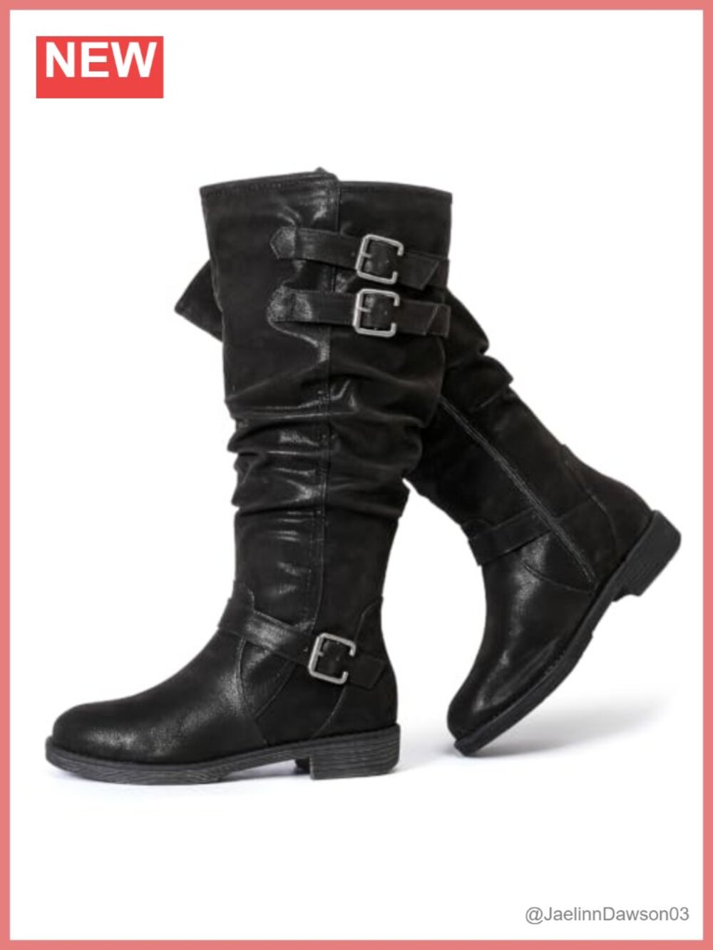 Extra Wide Calf Knee-High Boots - Faux Leather Memory Foam Block Heel